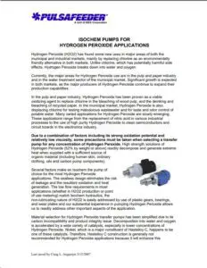 Isochem Pumps for Hydrogen Peroxide Applications